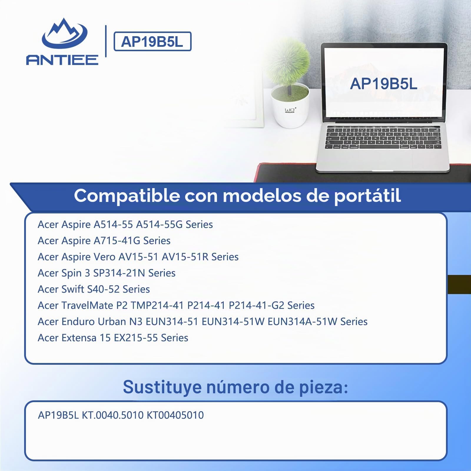 ANTIEE AP19B5L Batería para Aspire 5 A515-43 A515-43G A515-52 A515-52G