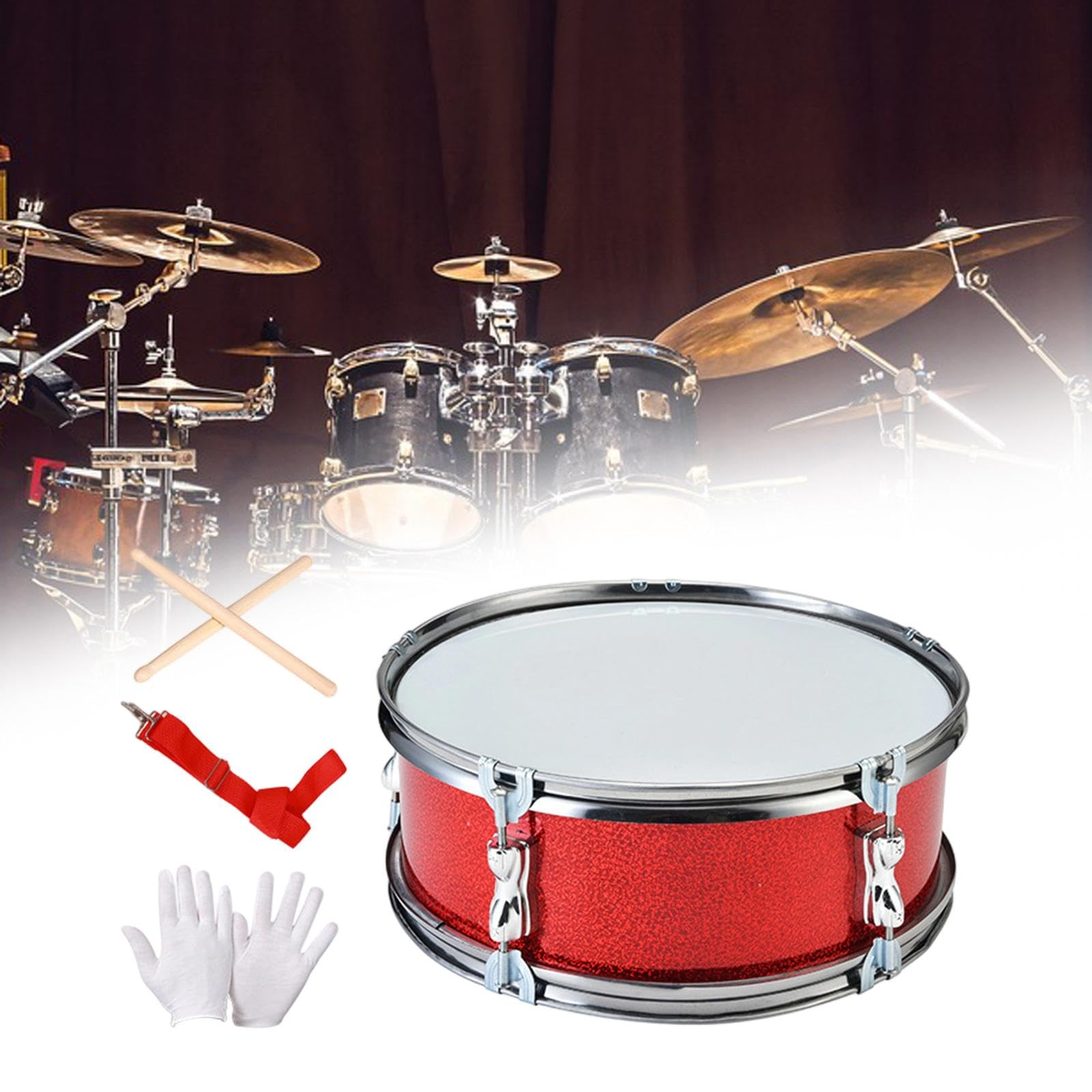 harayaa Caja de Batería Profesional Instrumento Musical de Percusión Tambor Ligero Y Set para Principiantes con Correa Ajustable Adecuado para Práctica Indivi, Rojo