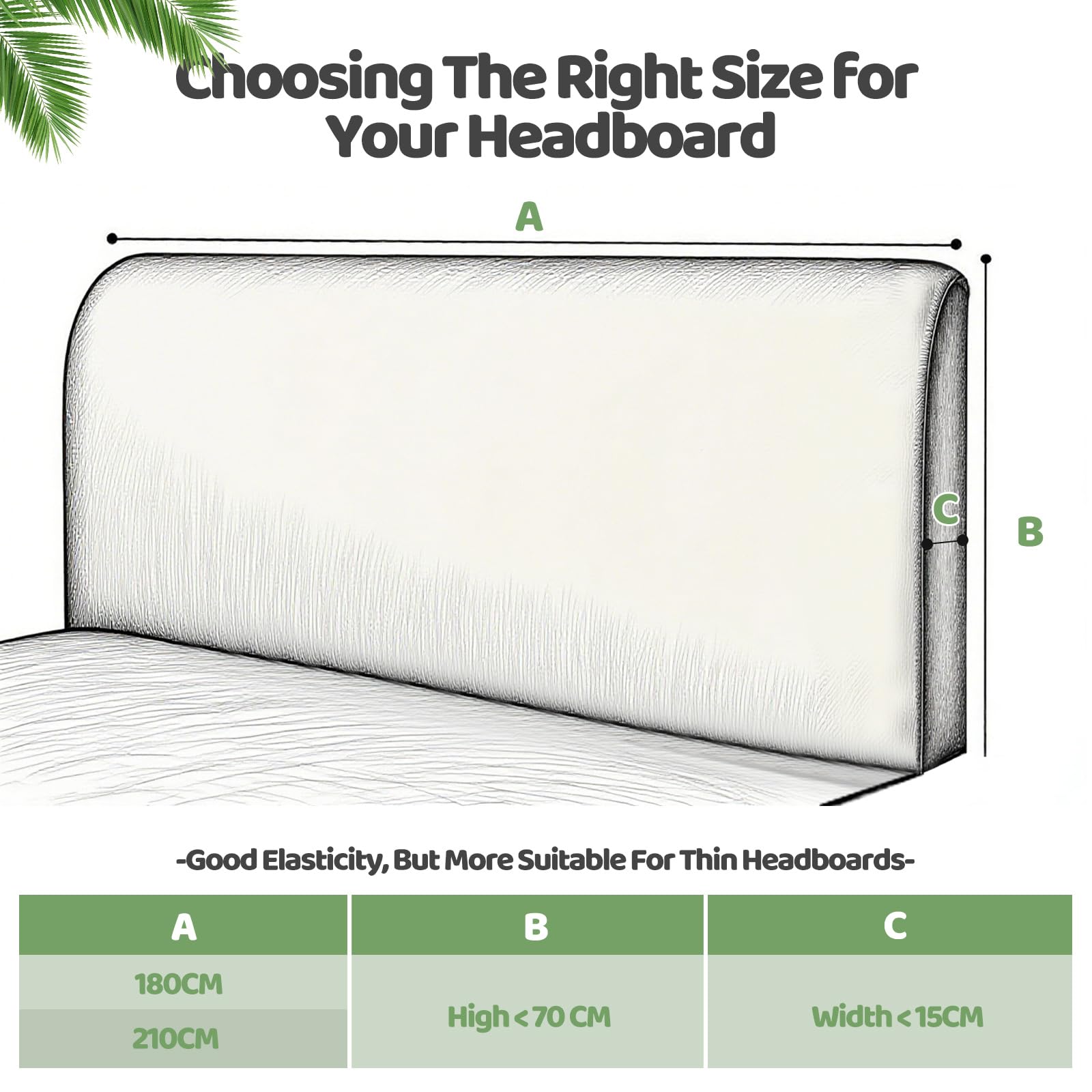 Bett Kopfteil Bezug, Kopfteil Bett Staubdichte Dehnbare Kopfteilbezug, Verdicken Gesteppt Einfarbig Baumwolle Bettkopfteil Bezug,Waschbar Betthusse, All-Inclusive Headboard Betthusse (Beige,210cm)