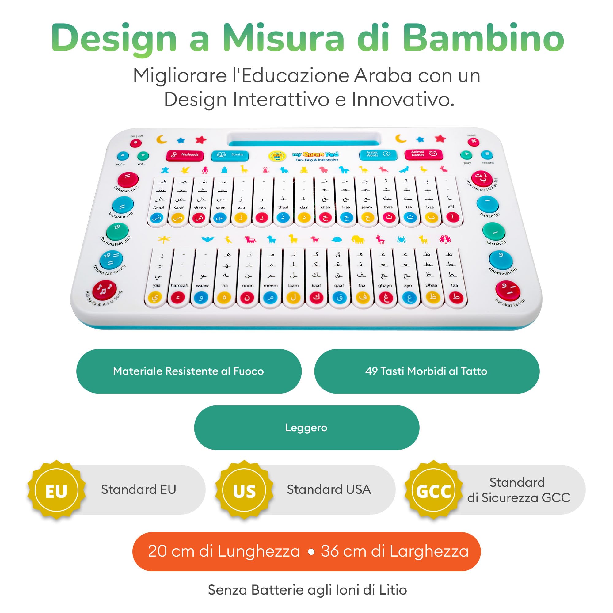 Tablet Educativo per Bambini - My Salah Mat: Libro Sonoro Bambini Elettronico con Parole Quotidiane, Nomi di Animali e Molto Altro - Gioco Interattivo per Apprendimento dell'Arabo per Ragazzi