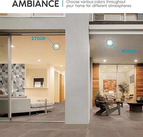 Miniatura 4 de LUXRITE Paquete de 12 luces LED empotrables cuadradas ultrafinas de 6 pulgadas 5 opciones de color 2700K - 5000K luz LED regulable de 12 W