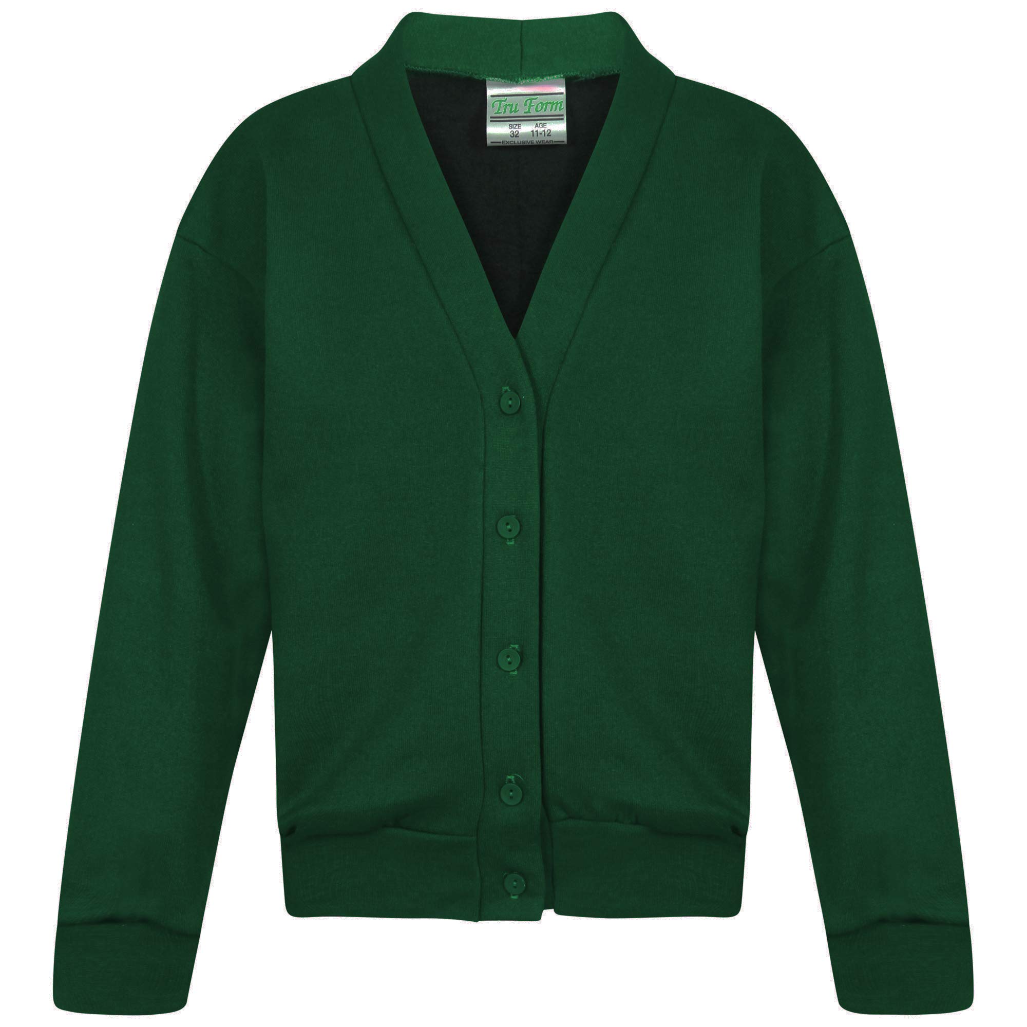Indx-Clothing Girls Green School Fleece Cardigan Uniform Sweatshirt Uniform Smart School Wear Age 2-3 To 13-14 (, 13 Year)