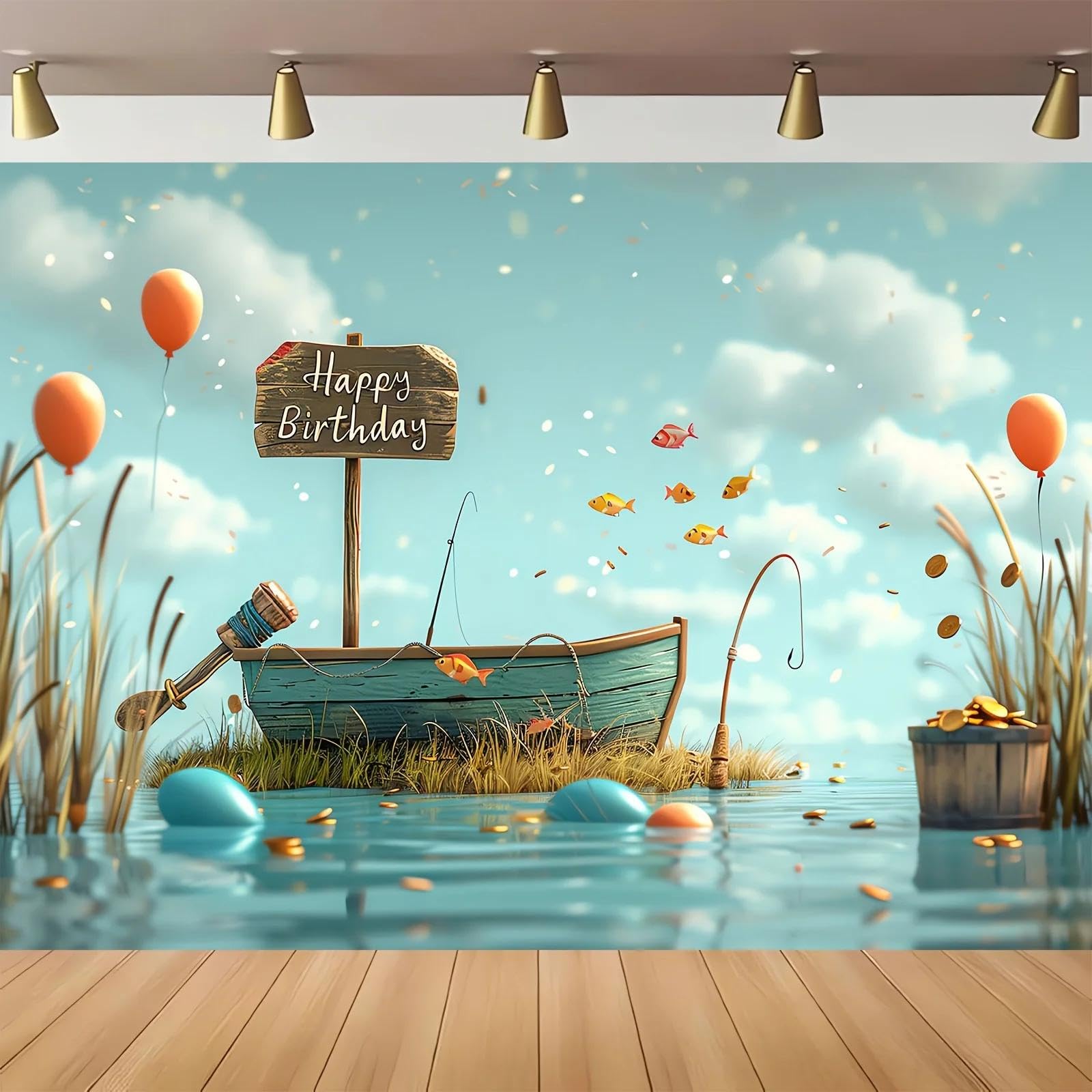 Happy Birthday staw wędkarski motyw fotografia tło studio rekwizyty i dekoracja atmosfery