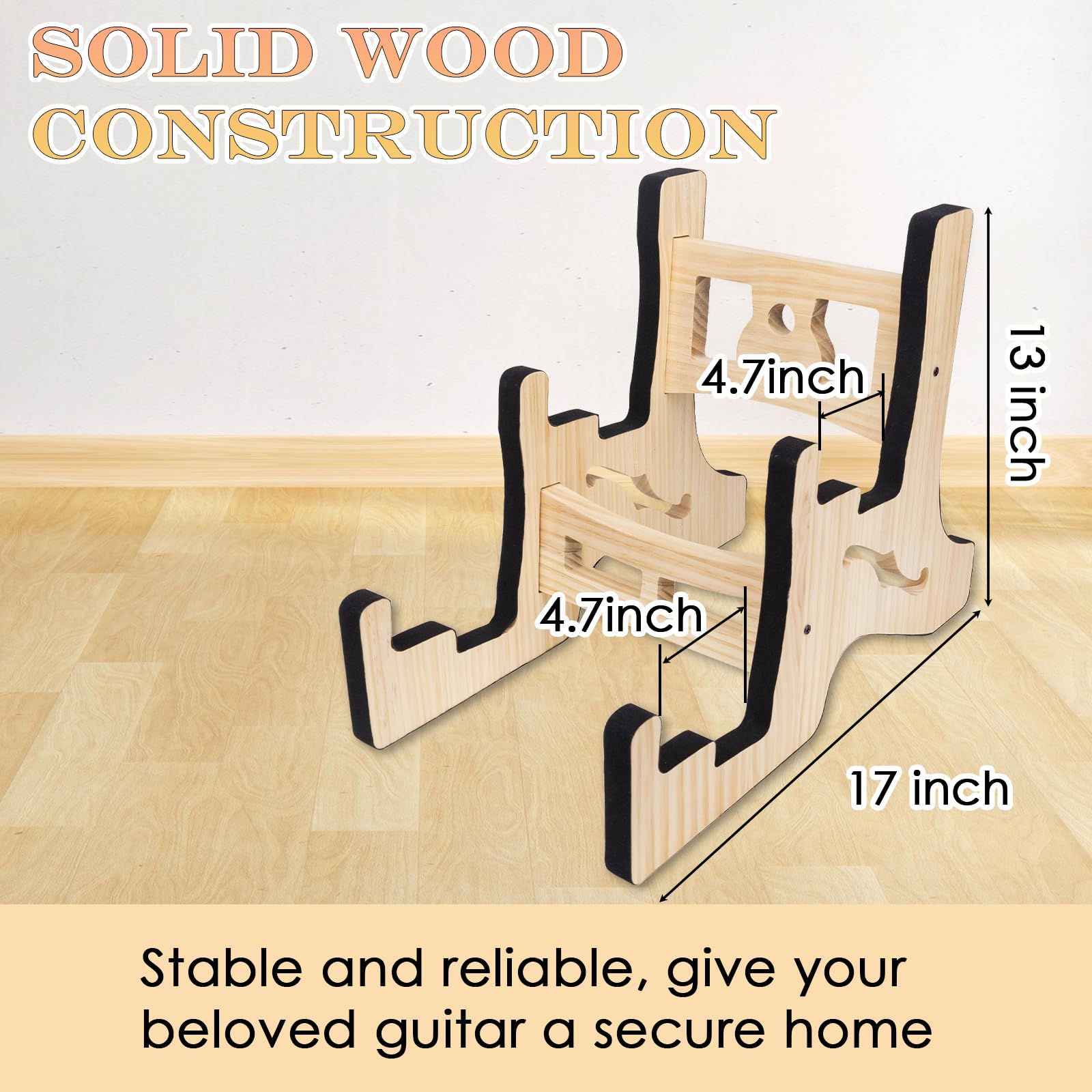 JstFrU Guitar Stand,Wooden Guitar Racks for Acoustic, Electric Guitar, Bass,Guitar Holder, Suitable for Music Studio Homeï¼ŒMultiple Guitar Display ï¼ˆ2 Spaceï¼‰