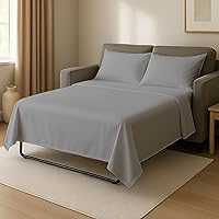 Vista 10 de Cottingon 4 piezas de sábanas tamaño queen para sofá cama, 100% sábanas de microfibra cepillada para sofá, se ajusta fácilmente hasta 8" de Azul