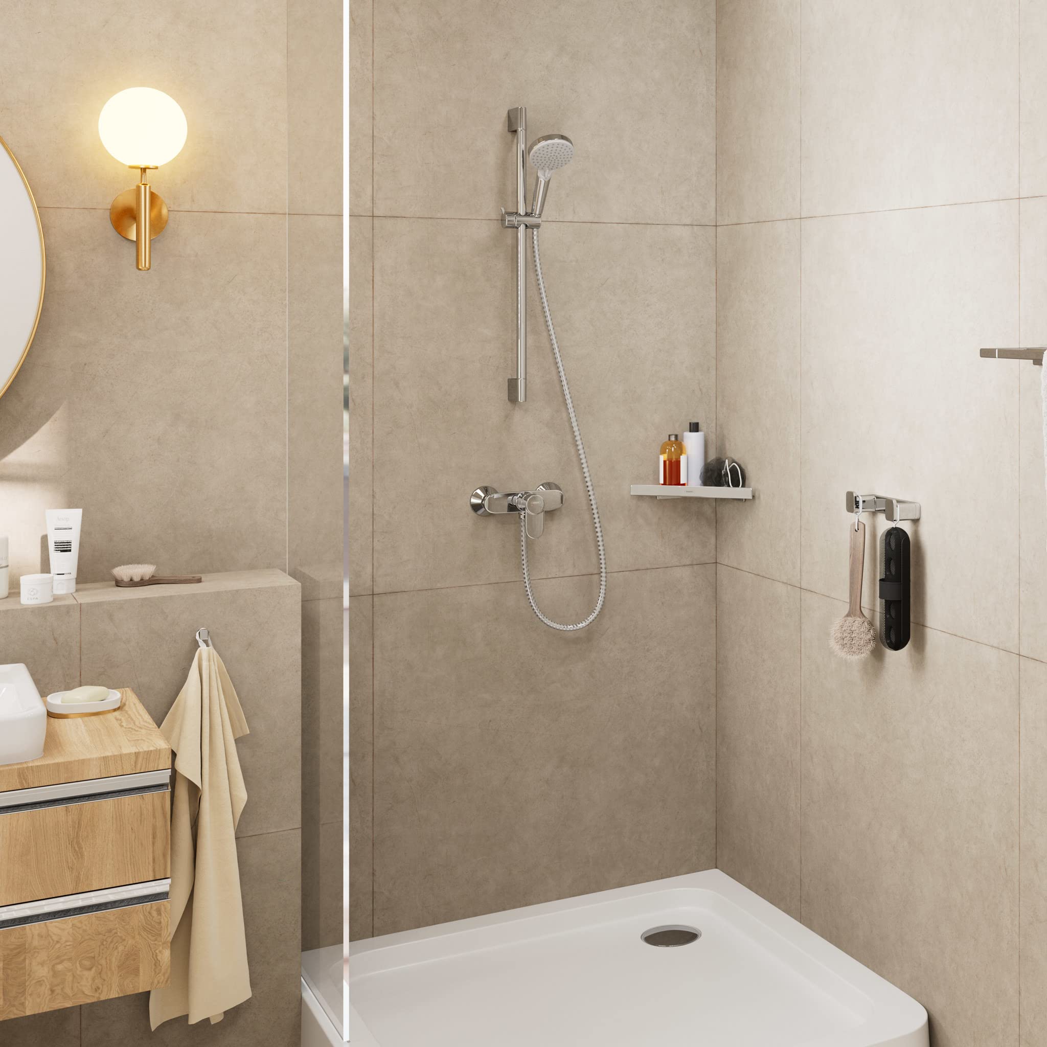 hansgrohe Vernis Blend Set de ducha 100 Vario, Ahorro de agua con barra de ducha Crometta 65 cm, cromo, 26279000