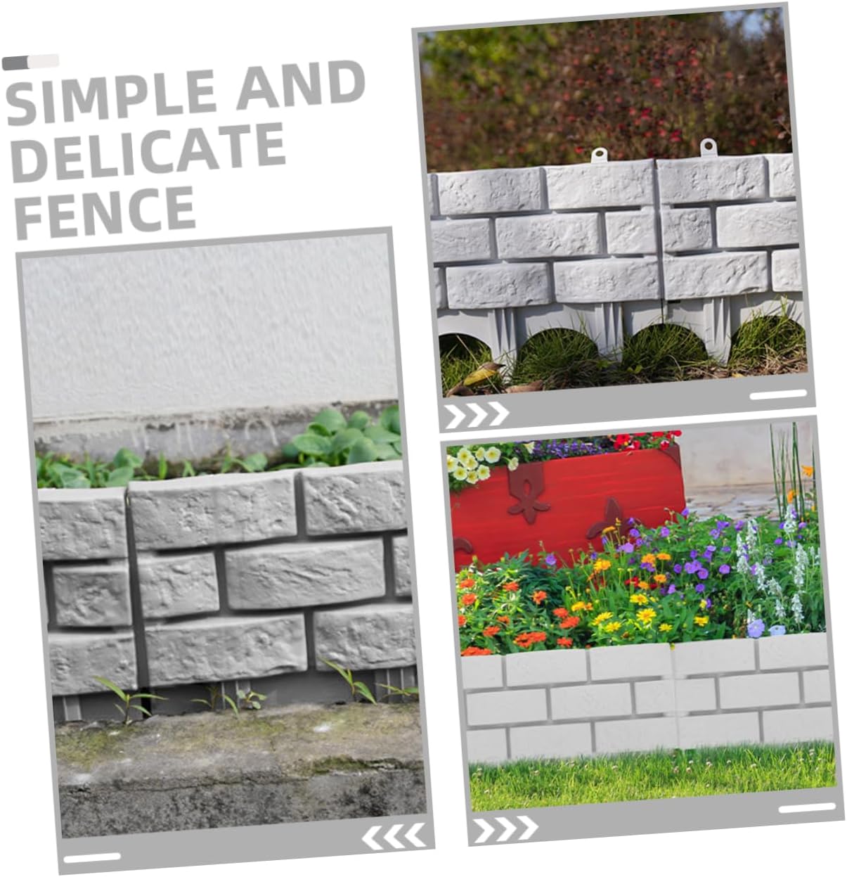 Sosoport 3pcs Outdoor Picket Plastic Fence Decorative Fencing Edging Border for Landscape