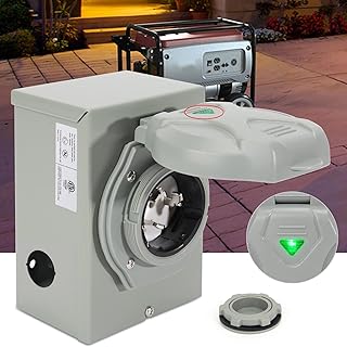 Newest 50 Amp Generator Power Inlet Box with Pre Punched Detachable Holes, 3 Prong Outdoor Generator Transfer Switch with LED Light Indicator Power Inlet Box for Outdoor Use (ETL Listed, SS2-50P)