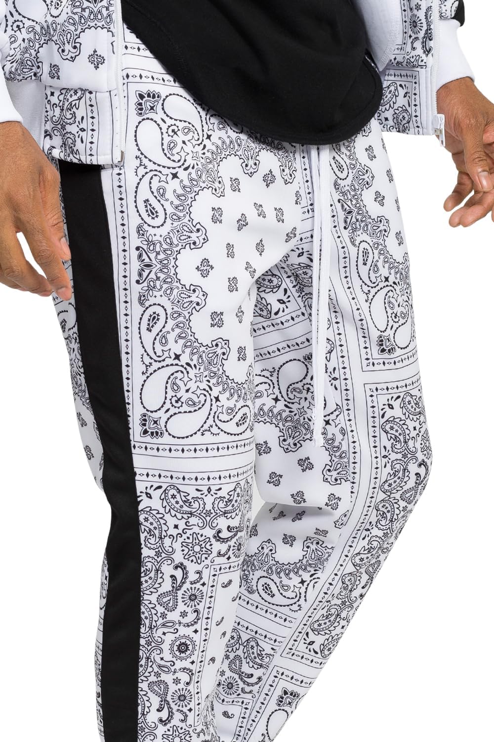 G-Style USA Men's Accented Bandana Paisley Tracksuit Set - Zipper Jacket and Sweatpants ST804 - White - 5X-Large - Image 7
