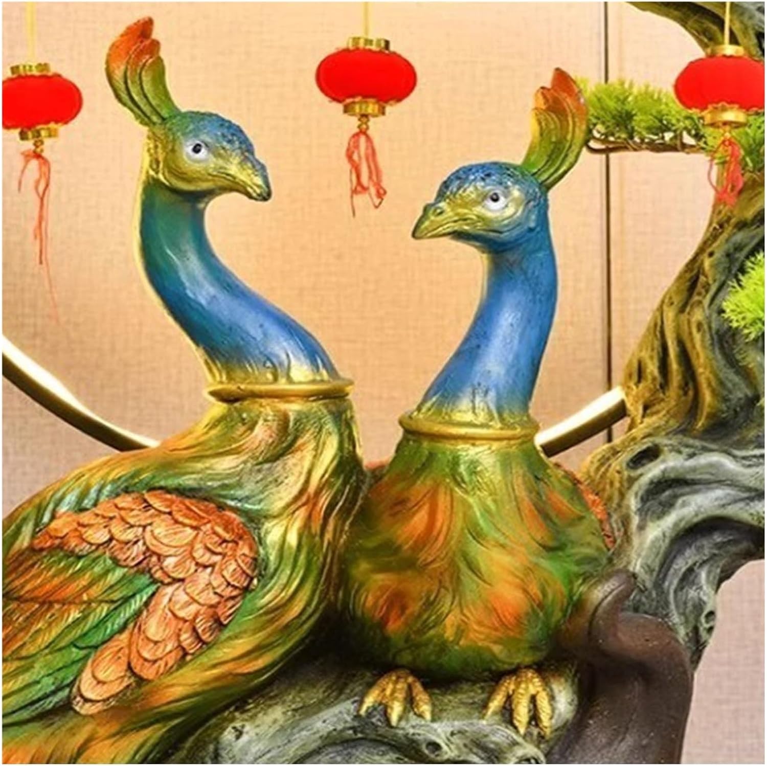 Floor Water Fountain Freestanding Water Fountain - In the Shape of a Fortune Gourd, Including Simulated Greenery, LED Lights and Crystal Ball, Modern Design for Home and Garden Decoration, Floor Stand