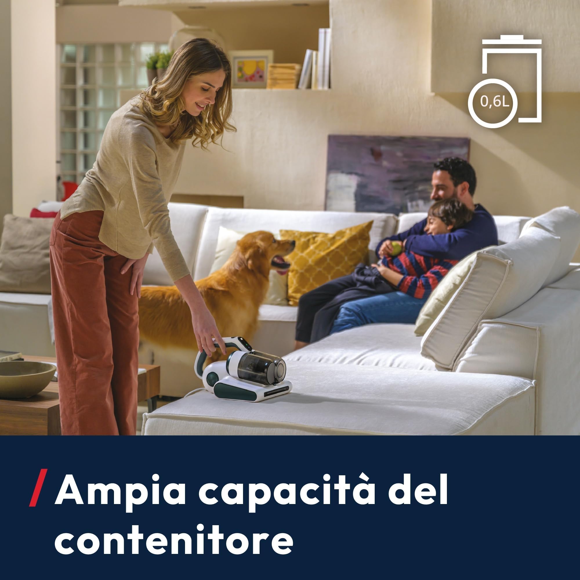 Hoover Battimaterasso HMC5, 4 Funzioni Automatiche: Battitura, Aspirazione, Lampada UV e Asciugatura, Leggero specificamente per l'eliminazione degli acari della polvere, ideale per letti, divani