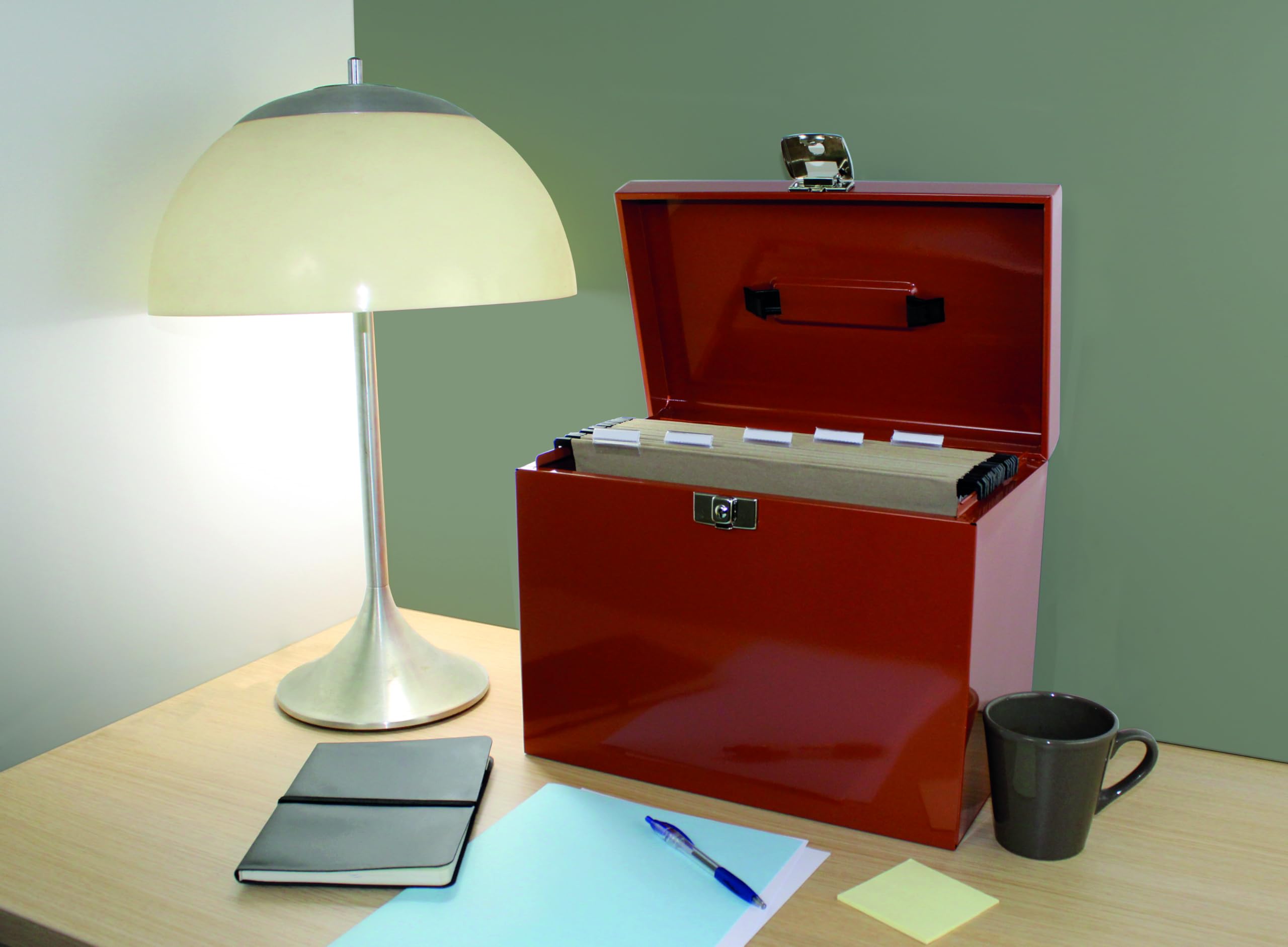Classeur ménager en métal + 5 dossiers suspendus terracotta