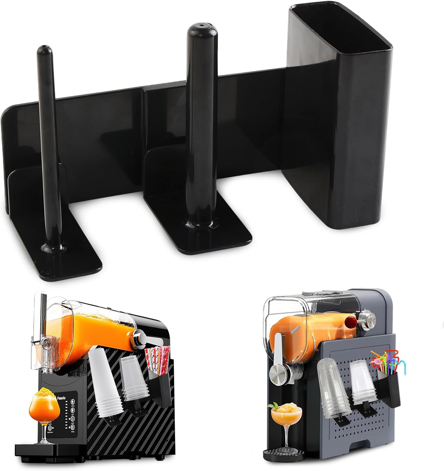 3-in-1 Side-Mounted Cup Holder, Slushie Accessories Compatible with Ninja Slushie Machines FS299/FS300/FS301/FS301C, Side-Mounted Cup, Cup Lid, and Straw Holder, Ninja Slushie Machine Accessories
