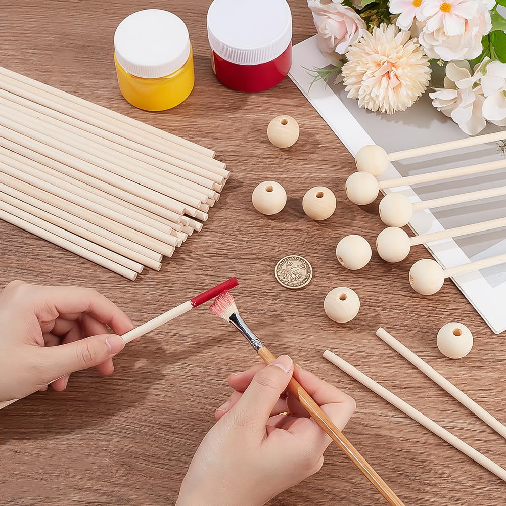 BENECREAT 40pcs Wooden Dowel Rods & 40pcs Dowel Caps - Image 3