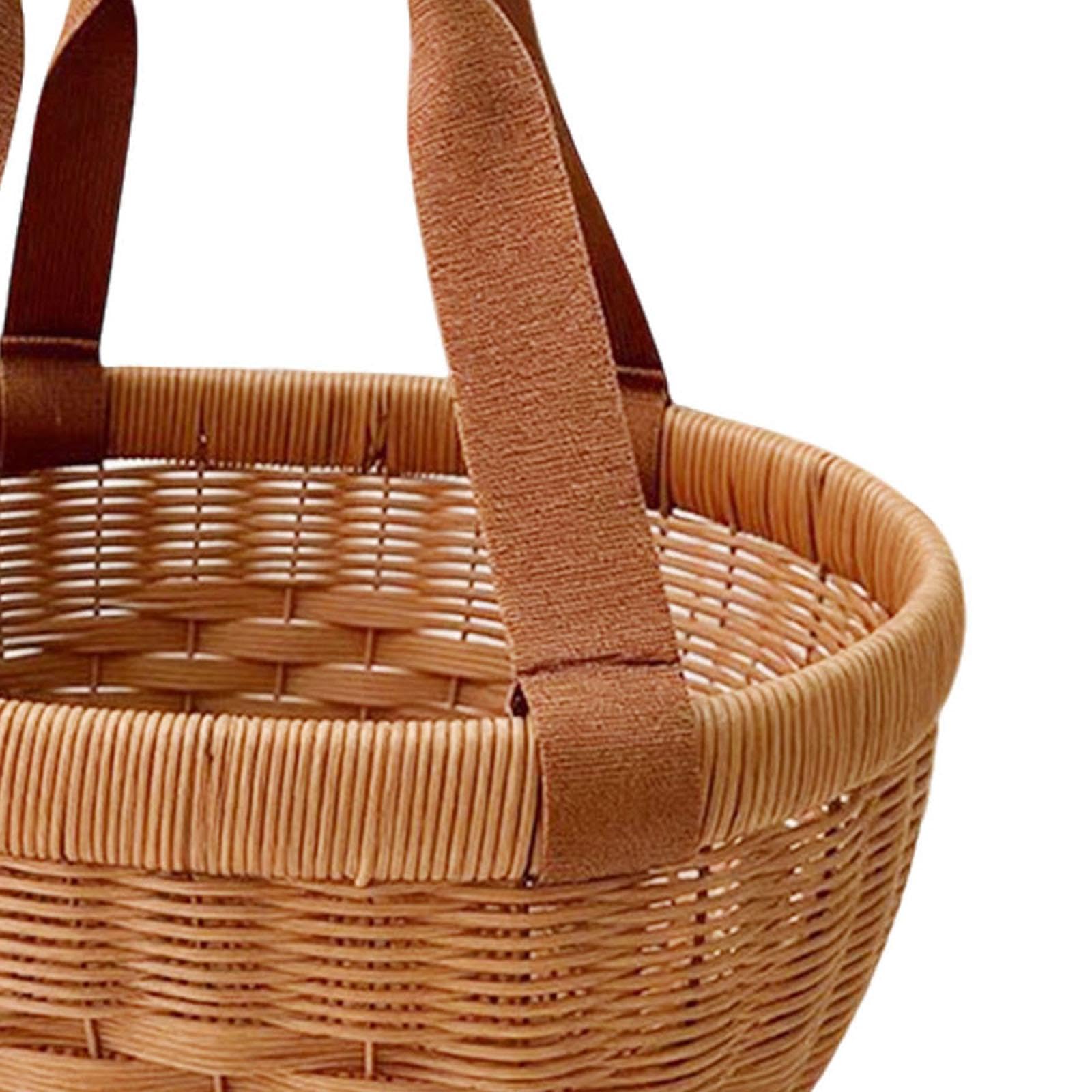 Colcolo Cestino in Vimini Sintetico Intrecciato a Mano, Leggero, di Grande Capacità, con Manico E Apertura Superiore. Ideale per L'arredamento Della Casa