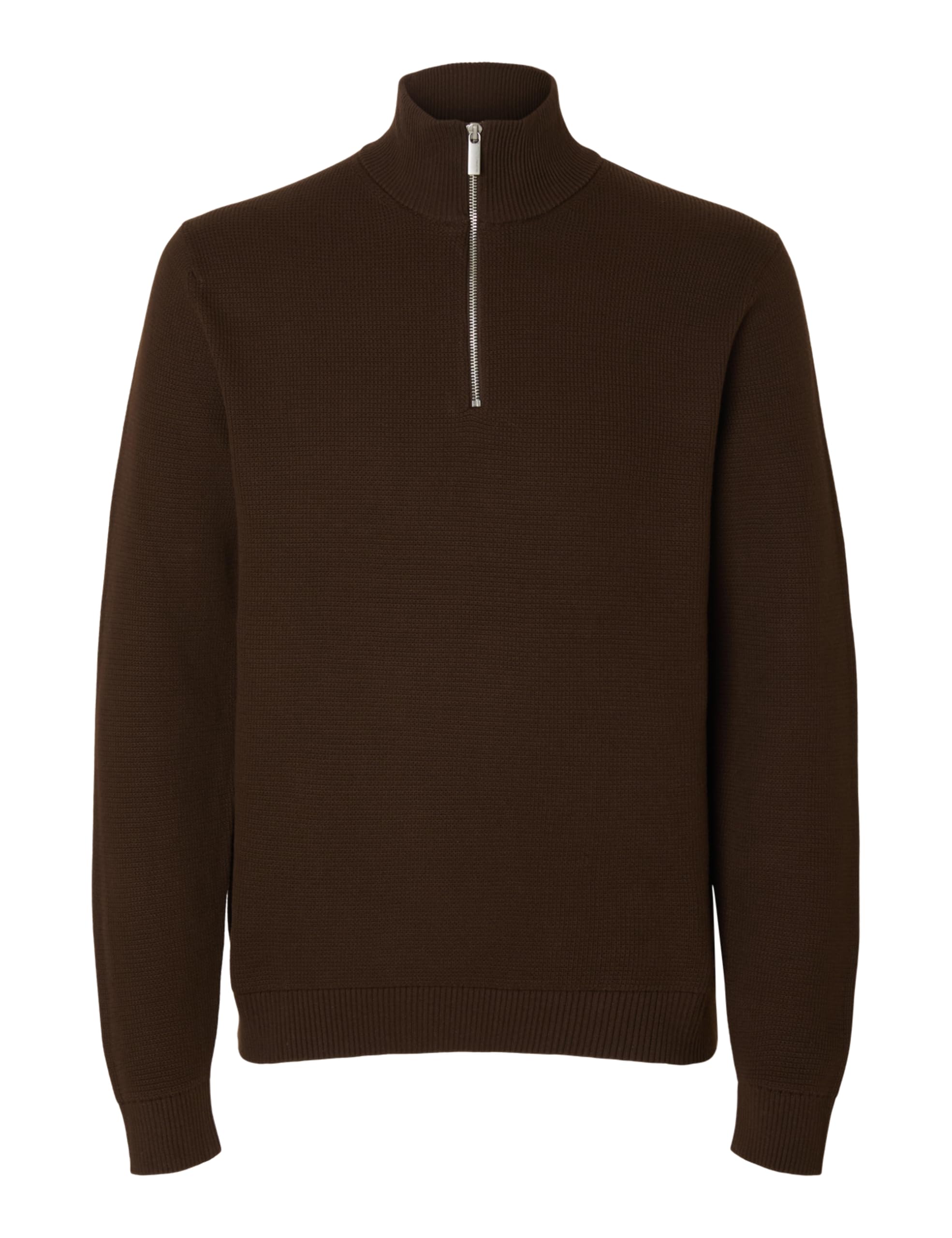 Beige SELECTED MEN Trui SLHDANE LS KNIT STRUCTURE HALF ZIP NOOS