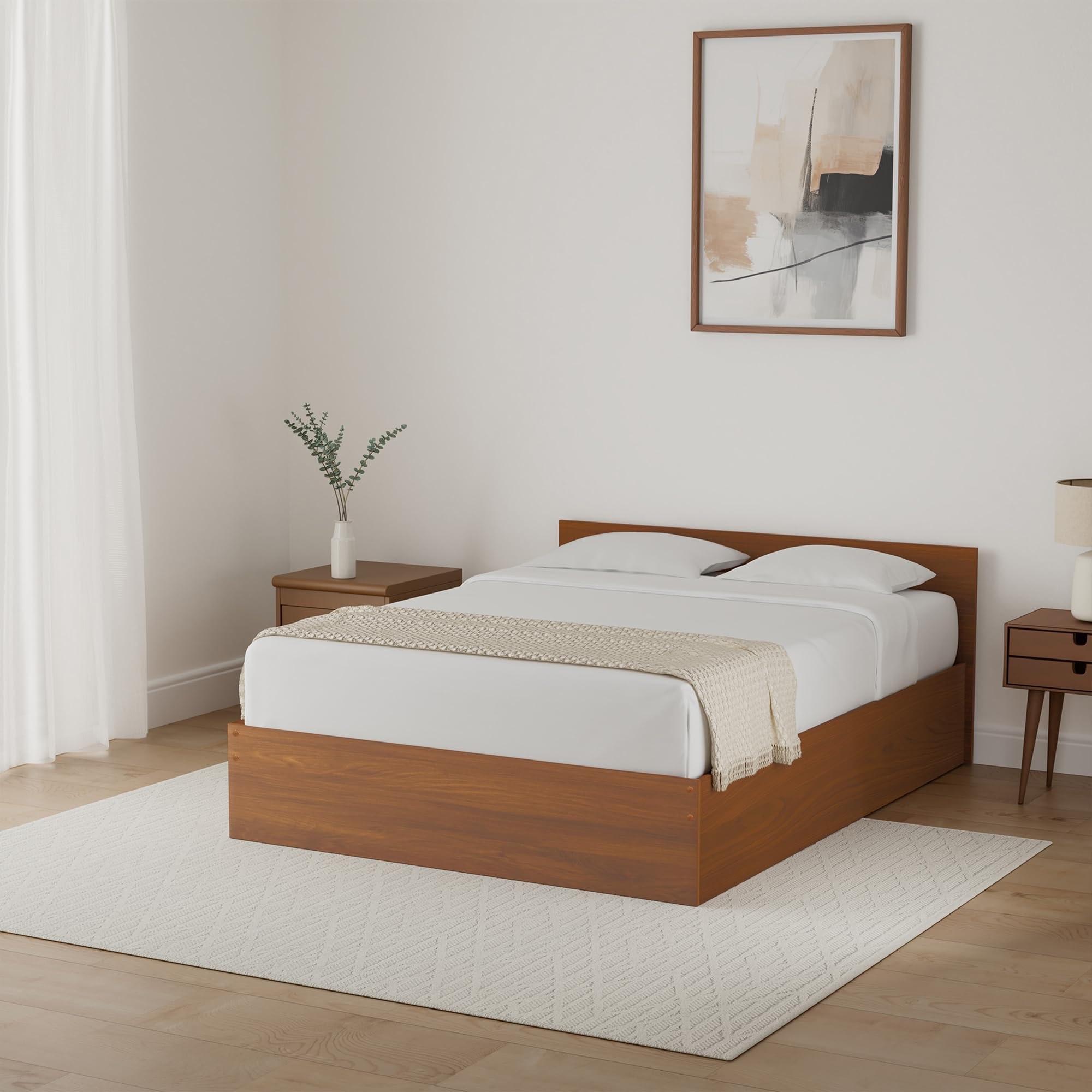 Amazon Brand - Solimo Medusa Engineered Wood Queen Bed with Box Storage (Walnut finish) (B08698STWH) Amazon Price History, Amazon Price Tracker
