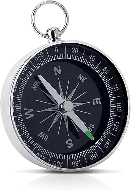 Yosoo Health Gear Portable Pocket Compass, Mini Orienteering Compass with Aluminum Shell for Outdoor Camping Hiking Backpacking Navigation, Silver
