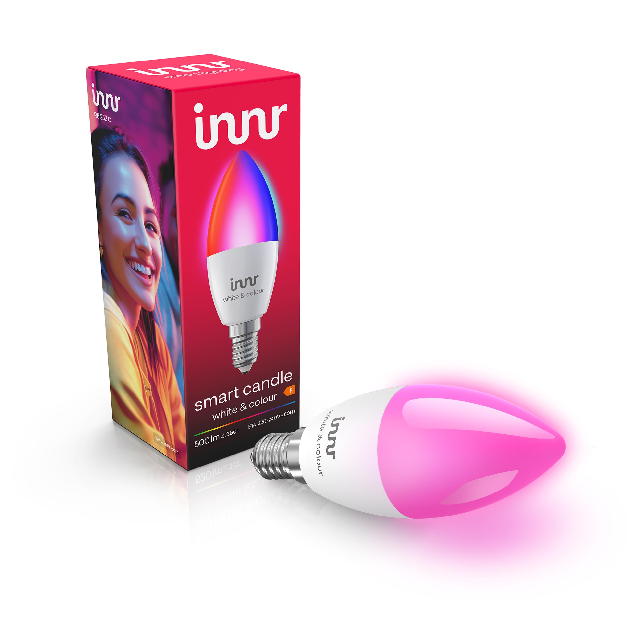 innr innr Zigbee Smart Lampe E14, funktioniert mit Alexa und Hue* (Bridge erforderlich), Warmweiß, Glühbirne E14 Dimmbar, Smart Home Lampe, 1 Stück