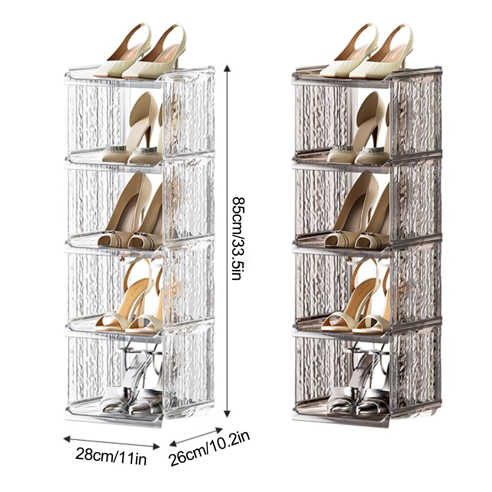Zapatero modular, zapatero abierto, apilable, para entrada, sala de estar, dormitorio, ahorro de espacio, elegante solución de almacenamiento marrón