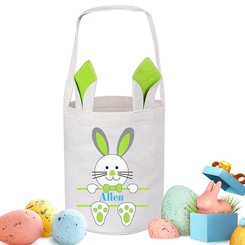 Miniatura 5 de Touber - Canastas de Pascua personalizadas para niños y niñas, regalos de Pascua personalizados, cesta de caza de huevos de Pascua para niños, cesta