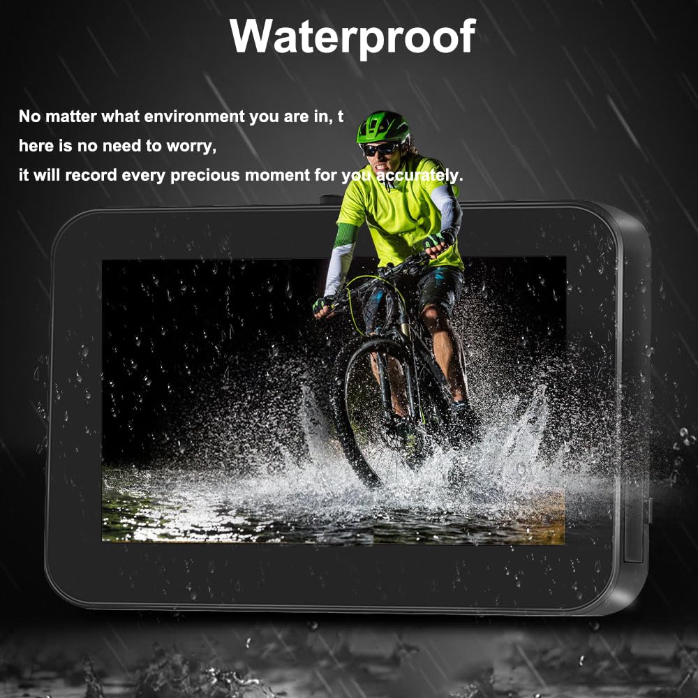 Telecamera posteriore per bicicletta VSYSTO, display HD impermeabile da 4,3 pollici con GPS, controller cablato, visione notturna a infrarossi, display di temperatura e calorie