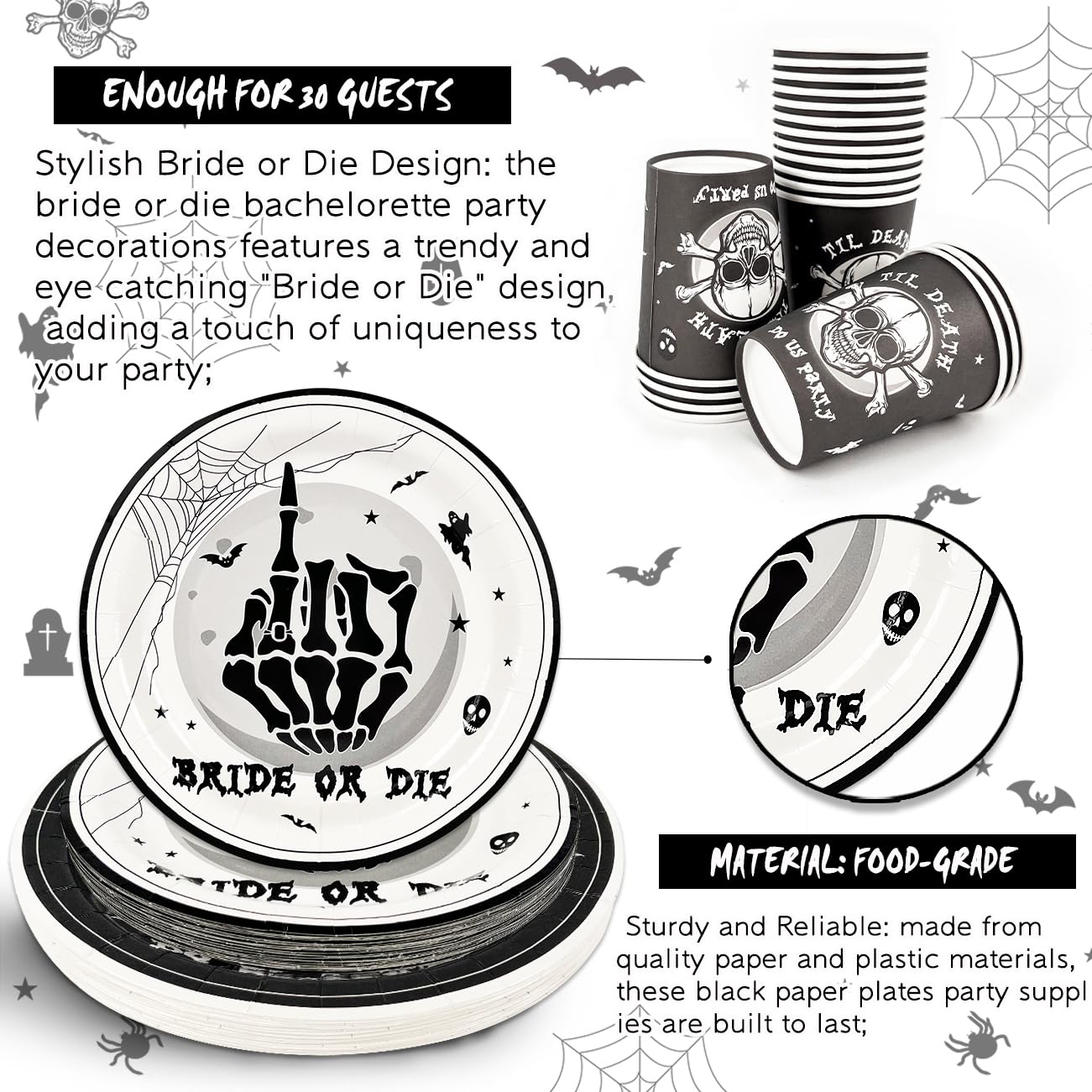 Party-Konfetti „Til Death Do Us“ – 180 Stück, Gothic-Deko Für Junggesellinnenabschied, Halloween Oder Hochzeit