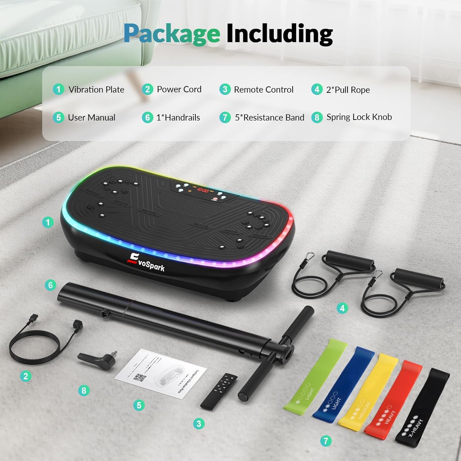 Vibration Plate Exercise Machine, 2025 New EvoSpark Vibration Plate Machine with Industrial Dual-Motor System,Whole Body Vibrating Plate for Lymphatic Drainage,450 Lbs Capacity Vibrate Platform - Image 9