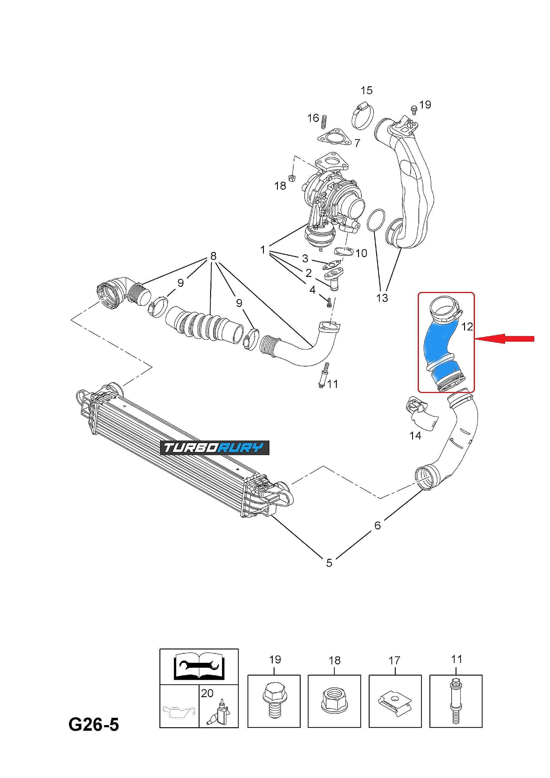 Tubo Flessibile di Ricambio per Turbocompressore - Compatibile con OPEL MERIVA A MPV X03 1.7 CDTI - Numero OE 13223834, 5851069, 395128432 - Realizzato In Gomma Siliconica - Diametro 55mm