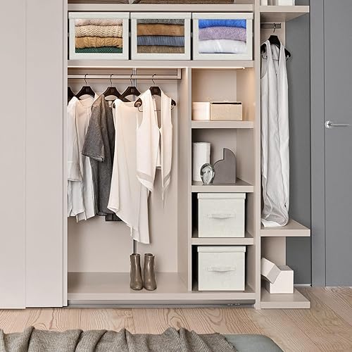 Miniatura 6 de Contenedores de almacenamiento plegables grandes con tapas, paquete de 3 cajas de almacenamiento plegables transparentes con asas, cubos de