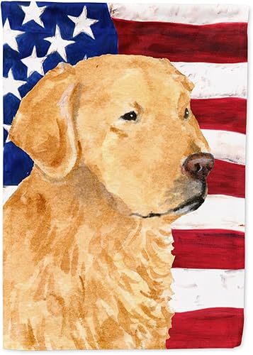 Miniatura 145 de Caroline's Treasures SS4017GF Bandera de Estados Unidos con Bulldog Inglés para jardín, bandera decorativa para patio exterior, patio, parterres,