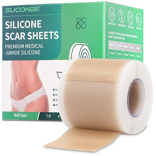 Cinta de silicona para cicatrices quirúrgicas (rollo de 1.6 x 80 pulgadas, 6.6 ft), láminas de silicona de grado médico para cesáreas,