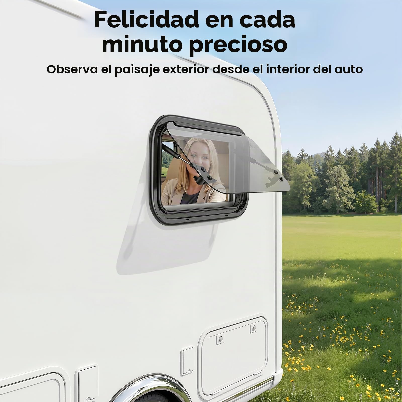 Ventana de exhibición para autocaravana, 500 x 300 mm, con cremallera, con protección solar, ventana lateral de aluminio, para RV, caravana, caravana, camper (redondeos)