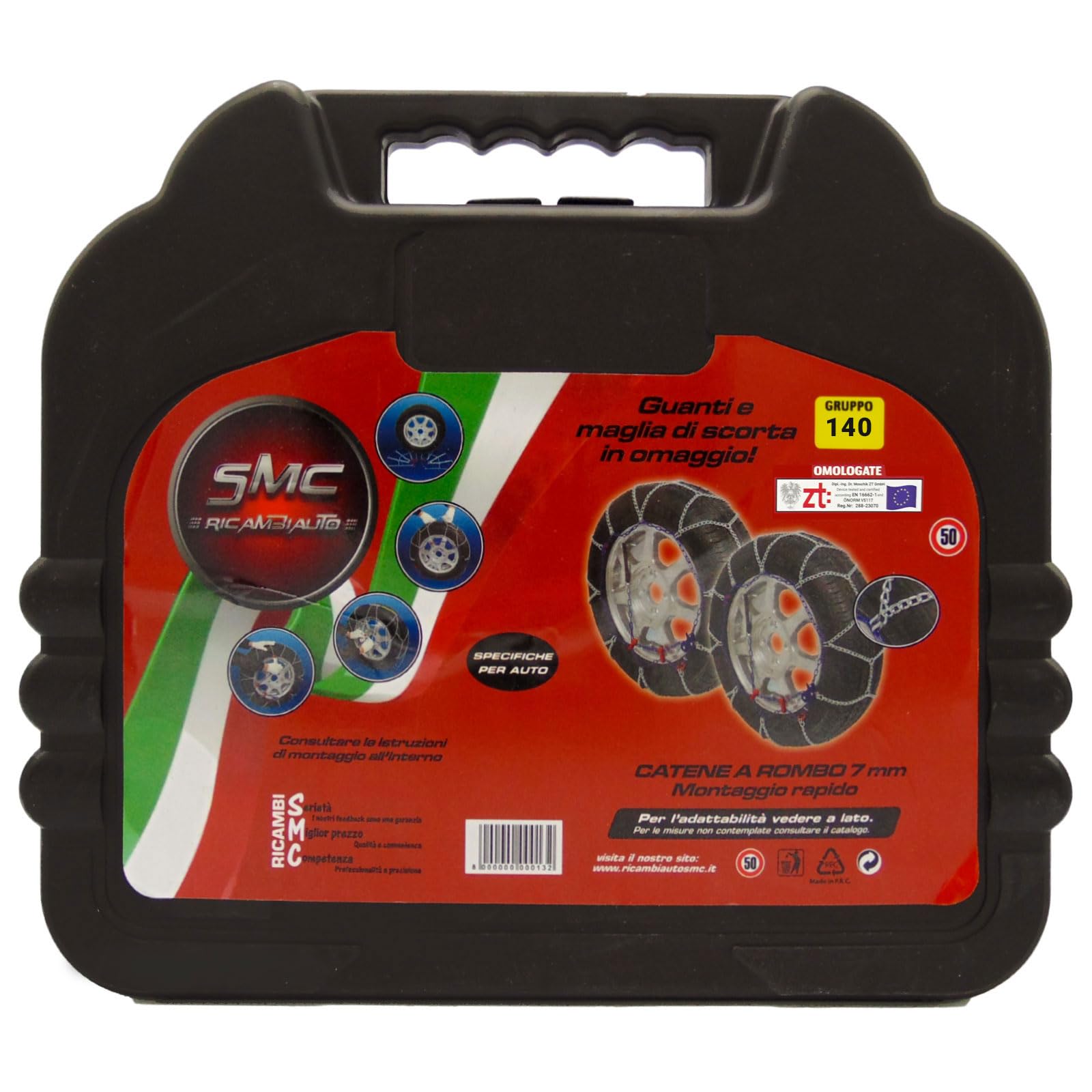 SMC Catene da Neve OMOLOGATE O-Norm TUV 7mm per Pneumatici GOMME
