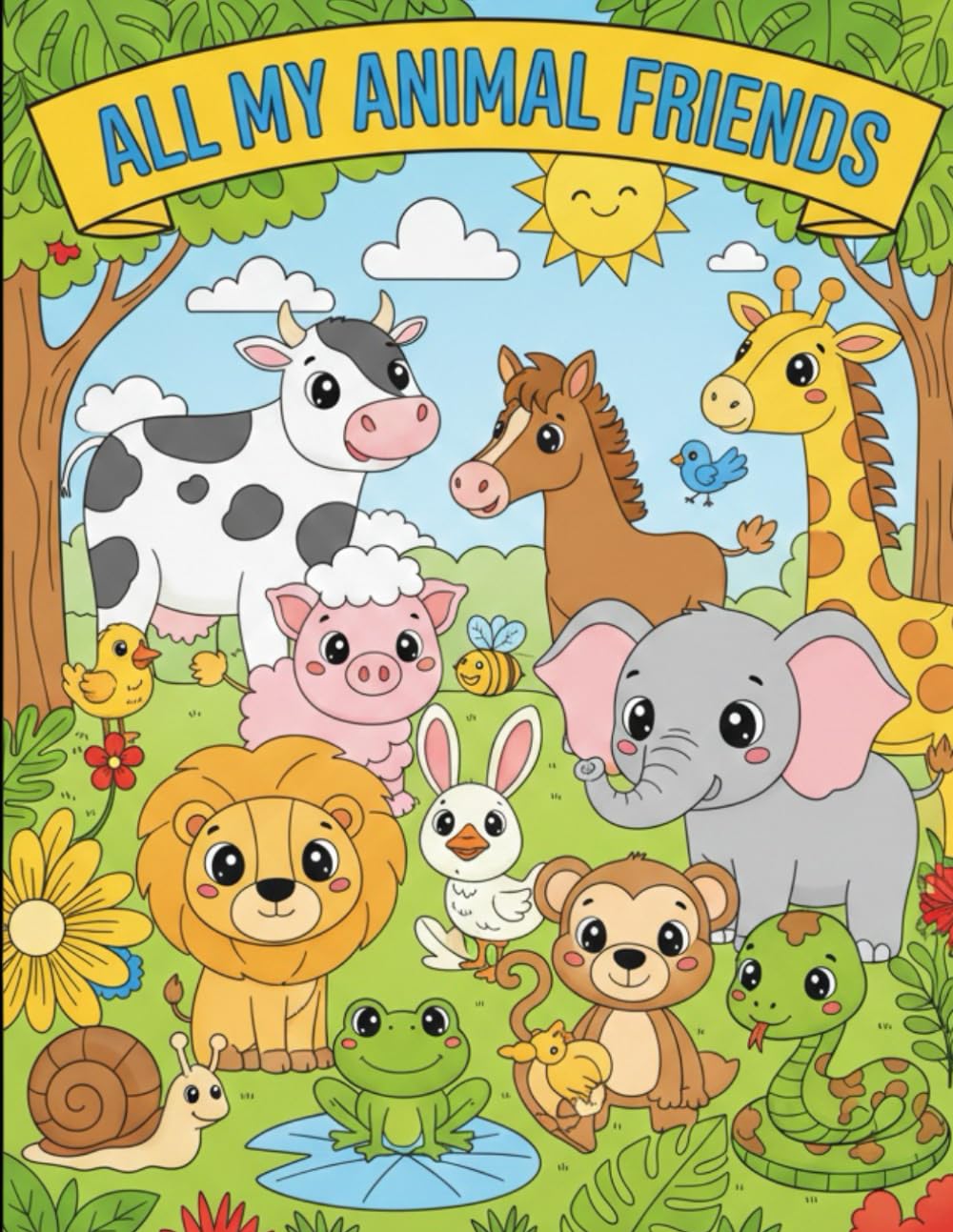 ALL MY ANIMAL FRIENDS (COLORING BOOK): MY FARM FRIENDS, MY GAARDEN & WOOD FRIENDS, MY SAFARI & JUNGLE FRIENDS