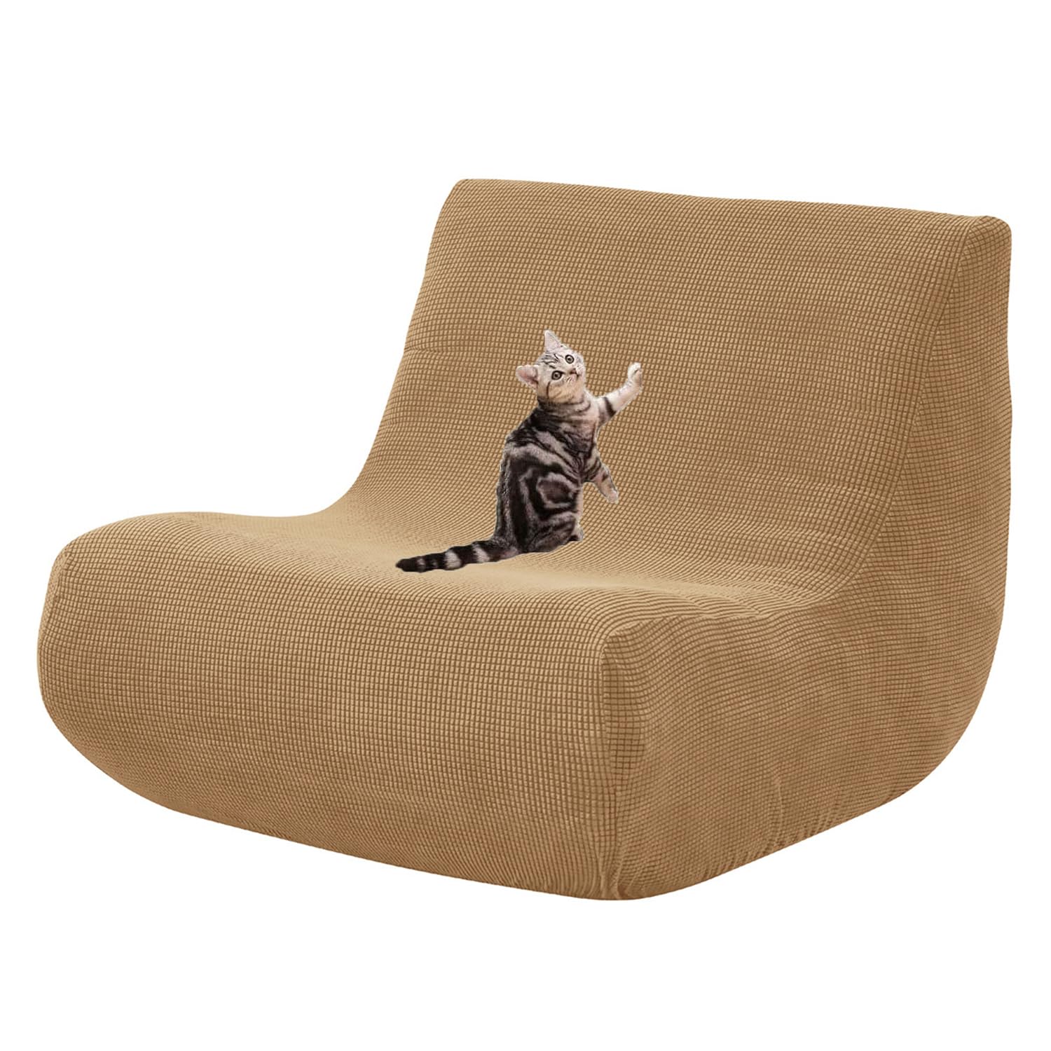 HACLEN Armless Floor Sofa Cover, Stretch Lazy Fireside Chair Cover Washable Armless Bean Bag Chair Slipcover Cat Scratch Proof with Elastic Bottom (Coffee,one size)