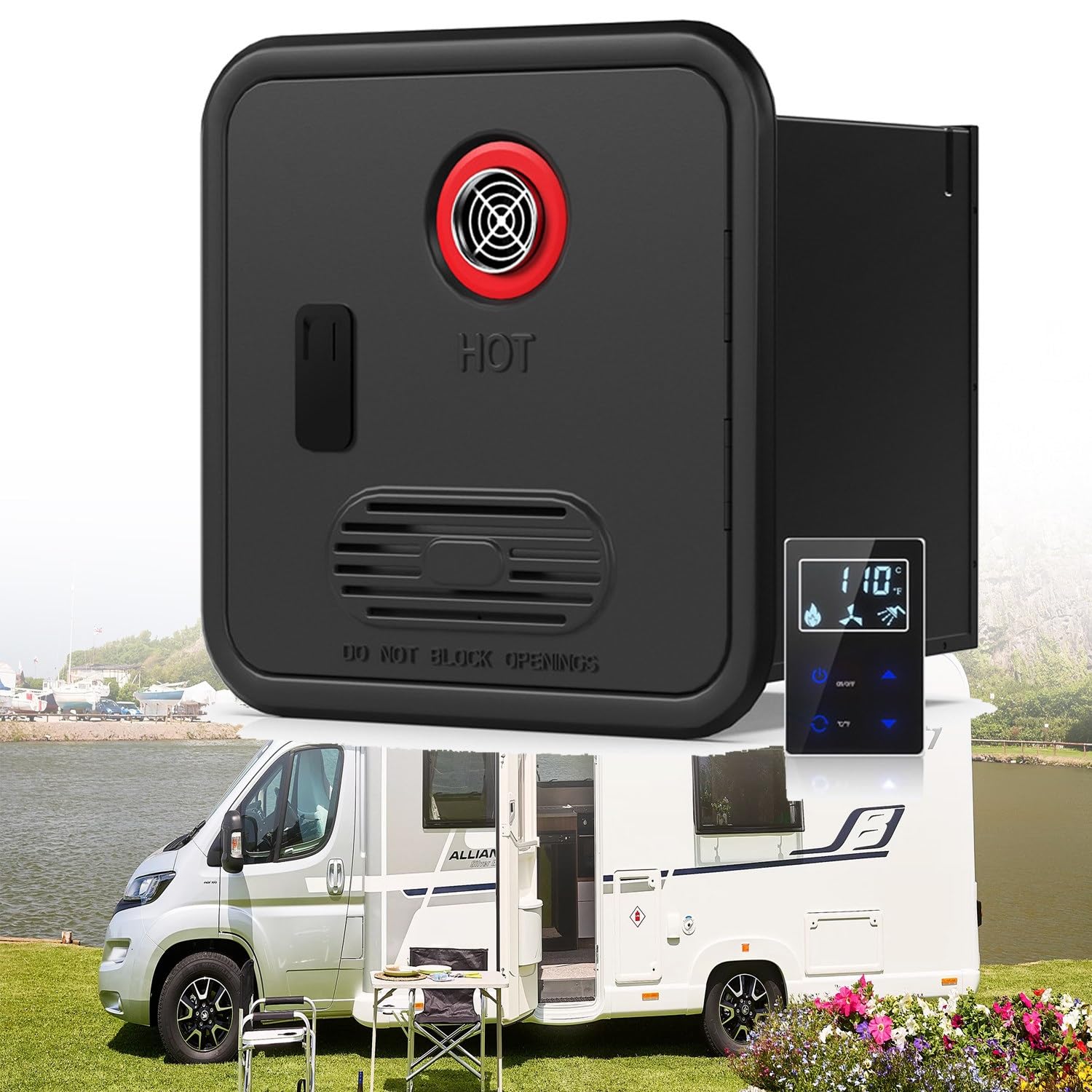 Bezzbiornikowy podgrzewacz wody elektryczny 55000 BTU 3,9 GPM natychmiastowy system ciepłej wody z pilotem i łatwą instalacją do samochodów kempingowych, kamperów i przyczep