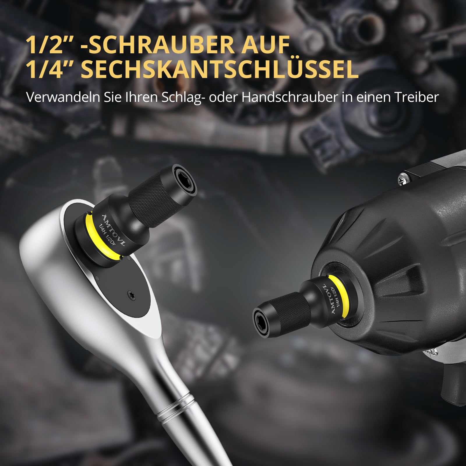 AMTOVL Adapter – Wandelt 3/8 Auf 1/4 Zoll – Für Schlagschrauber & Ratschen – Aus Starkem 42CrMo Stahl Mit Schnellspannfunktion