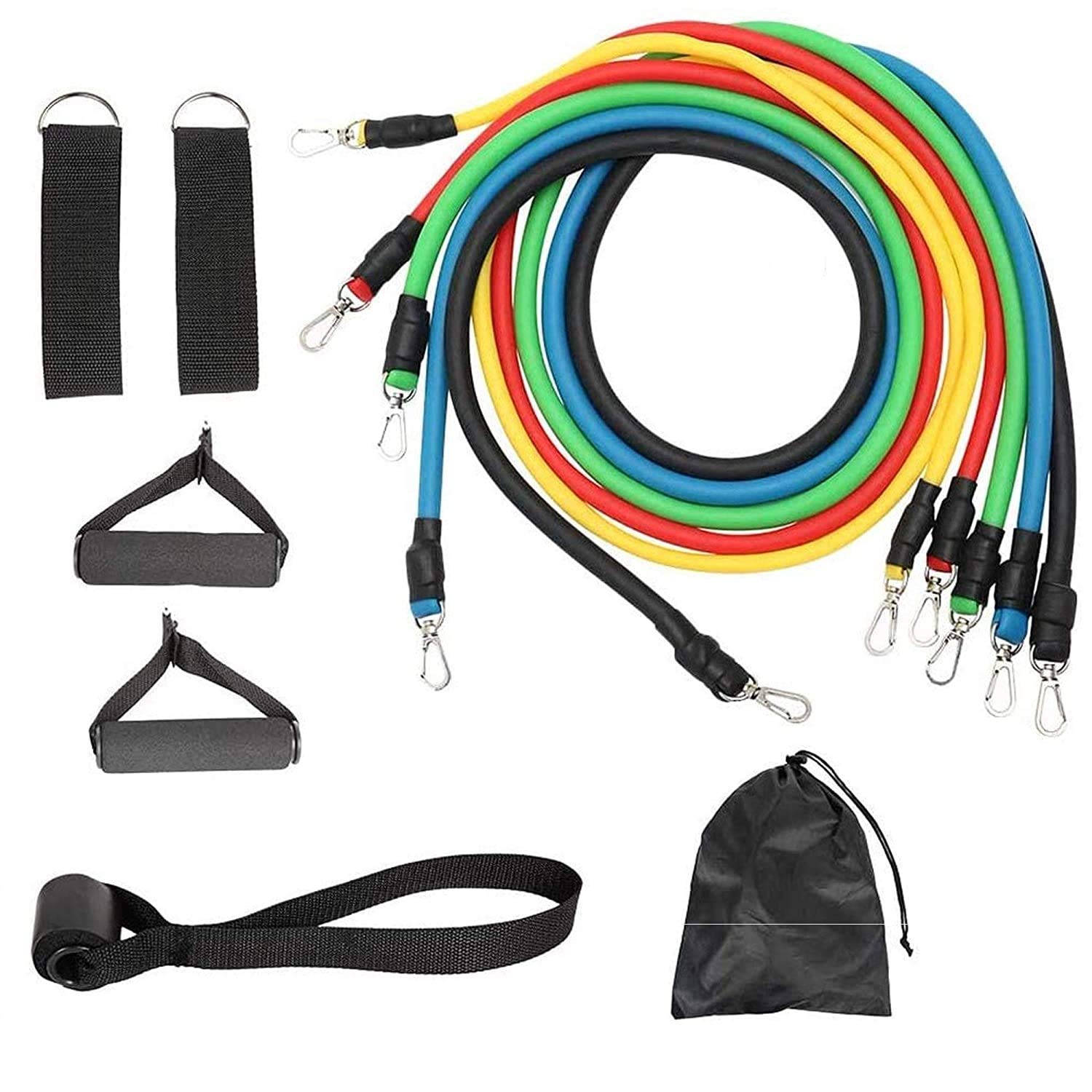 SCILLA 11 in 1 Power Resistance Band, Resistance Toning Tube Set of 5 with Foam Handles, for Home Gym, Workout and Body Stretching Power Lifting, for Men-Woman (Multicolor)
