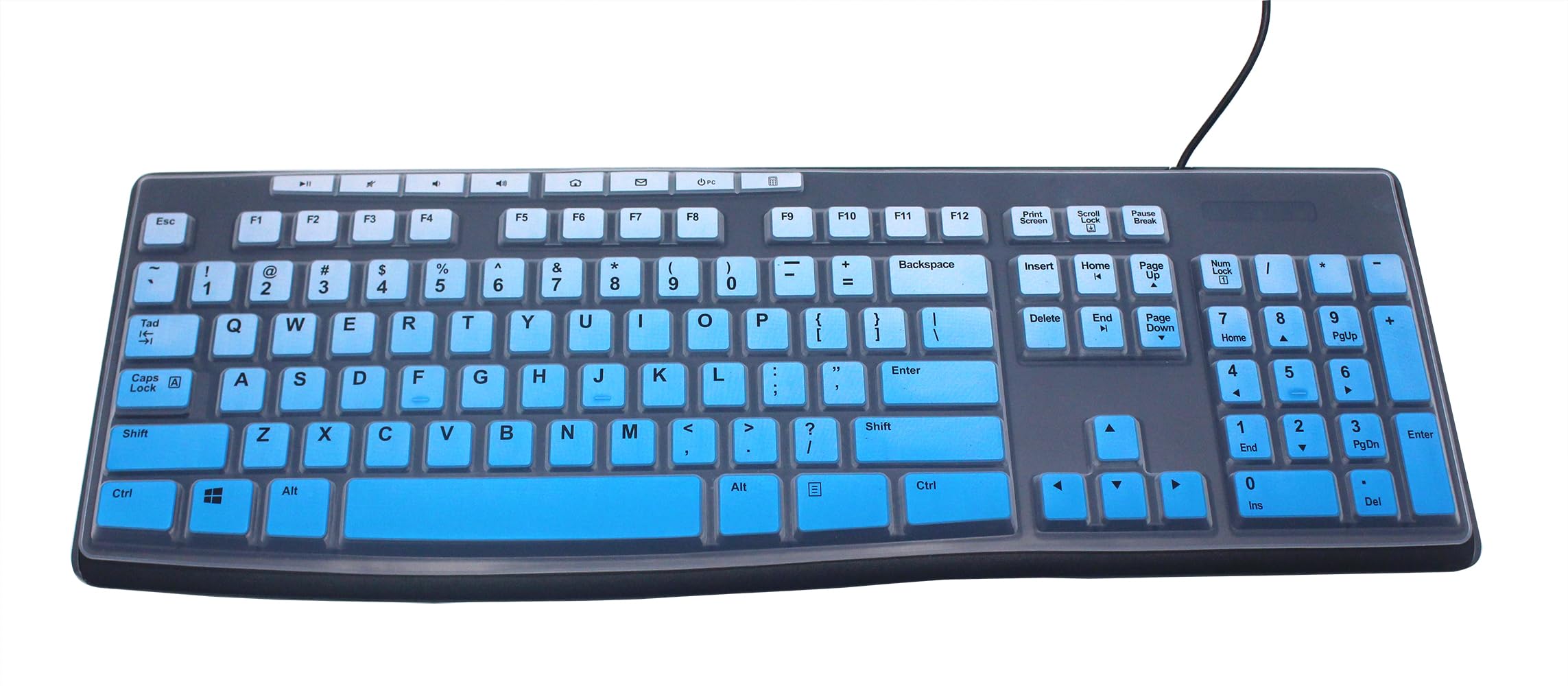 Ultra Thin Desktop PC Silicone Clear Keyboard Cover Skin Protector Compatible for Logitech MK295 MK275 MK270 Wireless Keyboard, Logitech K200 K260 K270 MK200 MK260 Keyboard - Gradient Blue