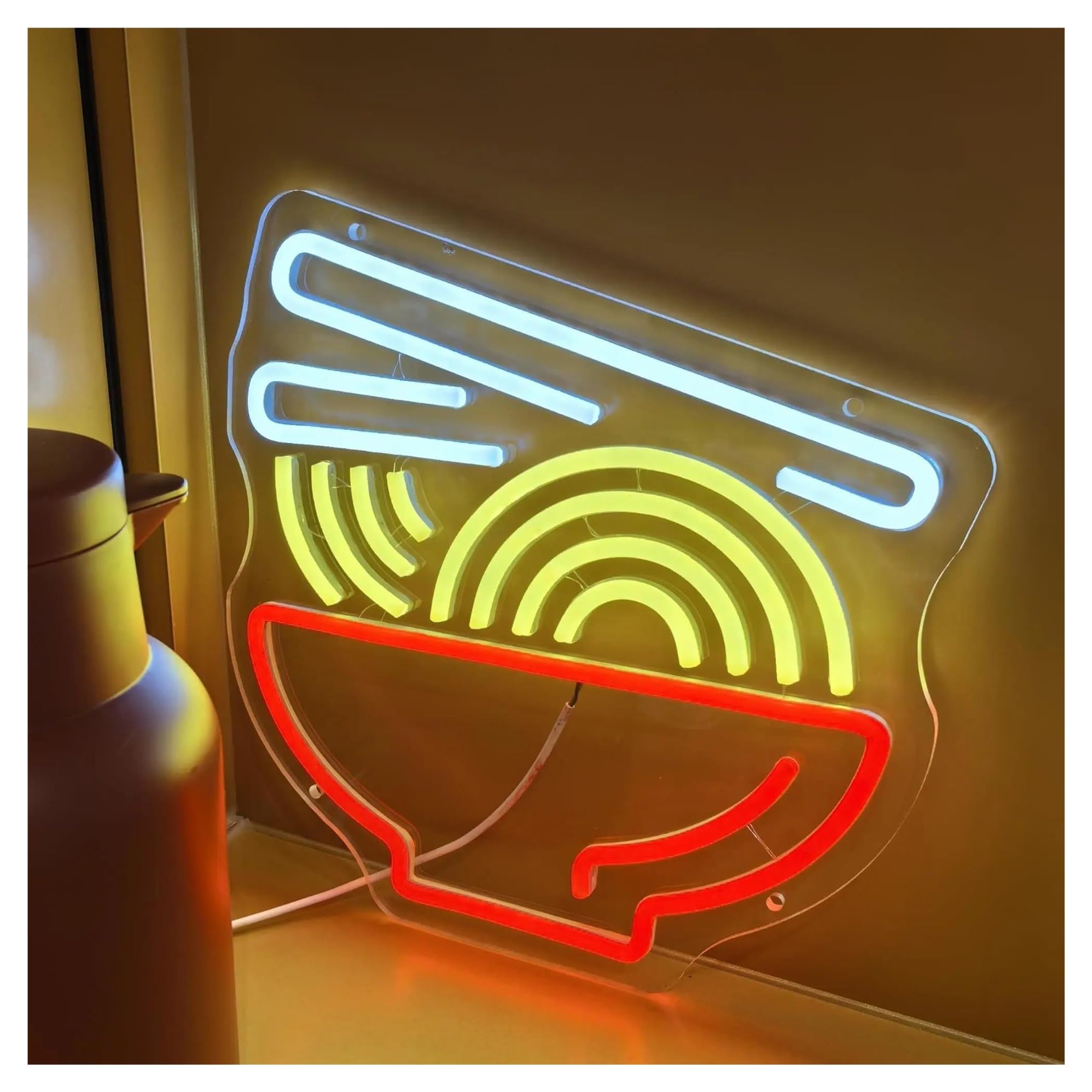LEMST Signs Lamp Ramen Noodle Neon Sign Japanese Food Light Dimmable for Kitchen Restaurant Bar Wall Decor USB Powered 30cmx30cm