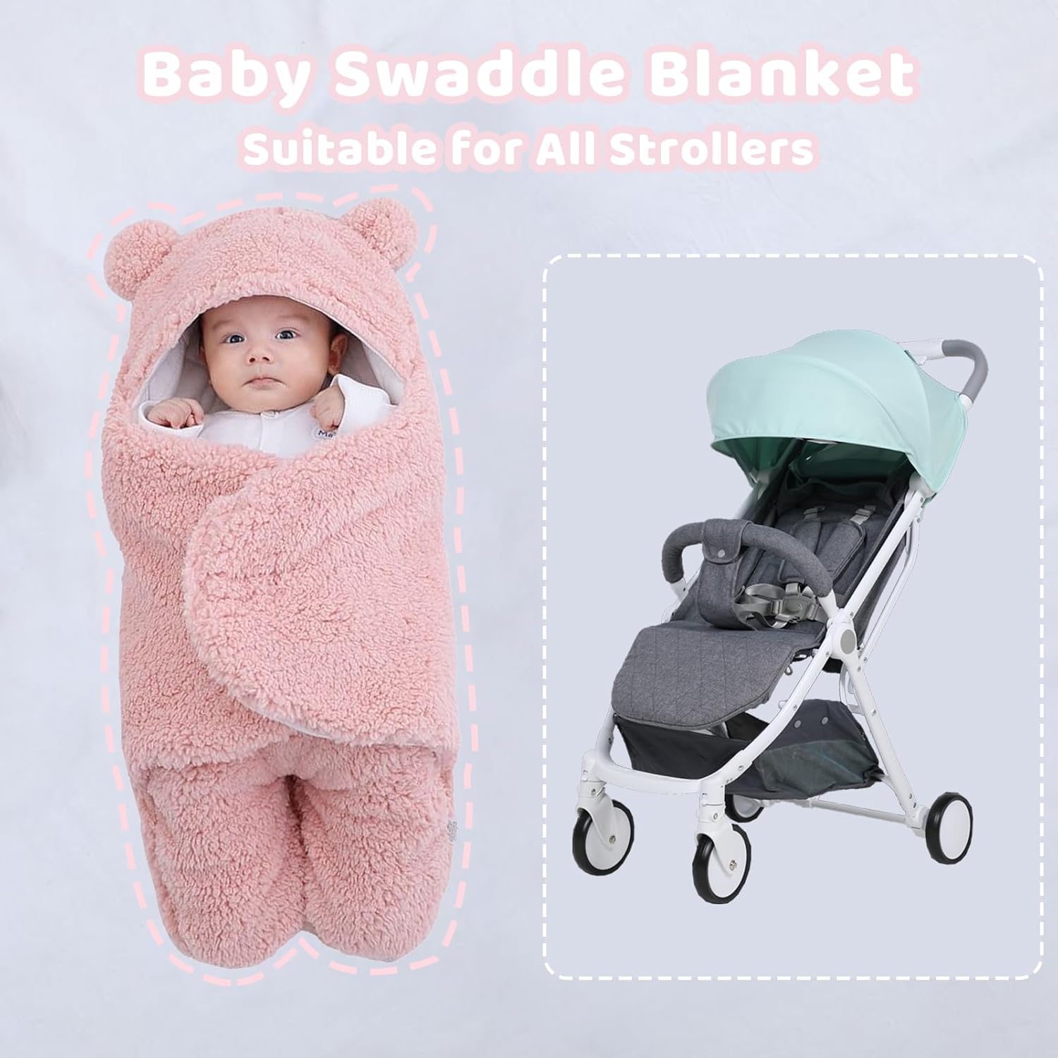 Danolt Baby Girl Newborn Essentials, Baby Swaddle Blanket 0-6 Months, Baby Essentials, Swaddles for Newborns