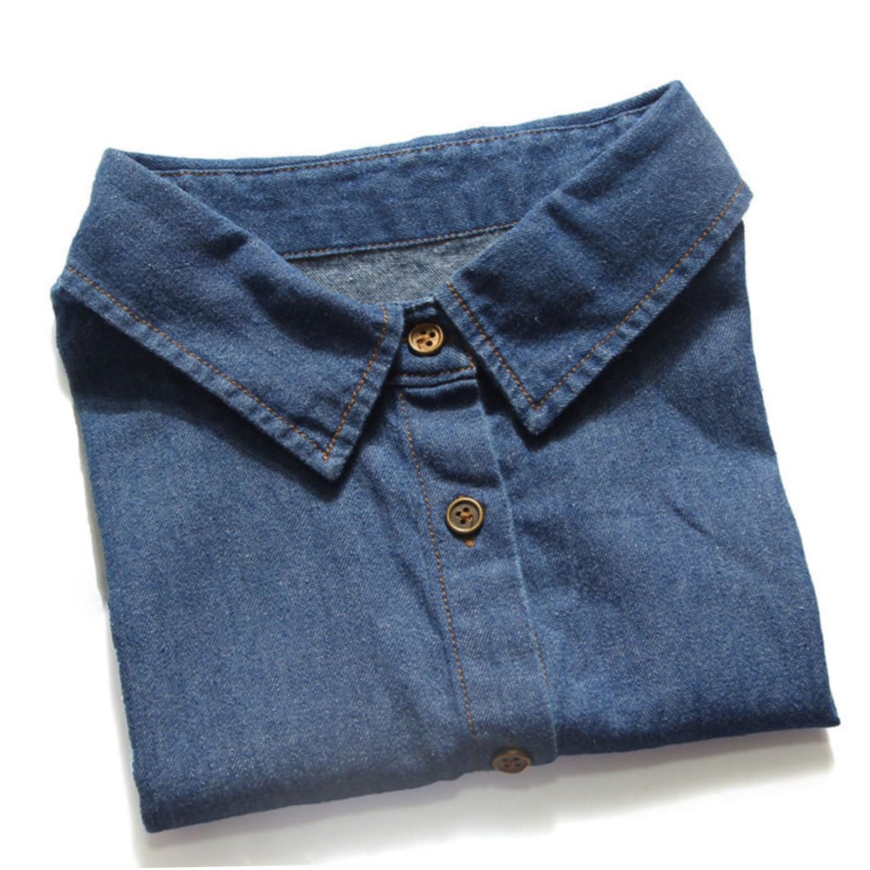GALPADA False Collar for Women Cotton Denim Shirt Extender Solid Color Versatile Decorative Accessory