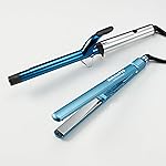 BaBylissPRO Nano Titanium Ultra-Thin 1-Inch Flat Iron Hair Straightener and 1-Inch Extended- Barrel Nano Titanium Curling Iron Set, 5-Inch Extended Plates for Faster Straightening, for All Hair Types