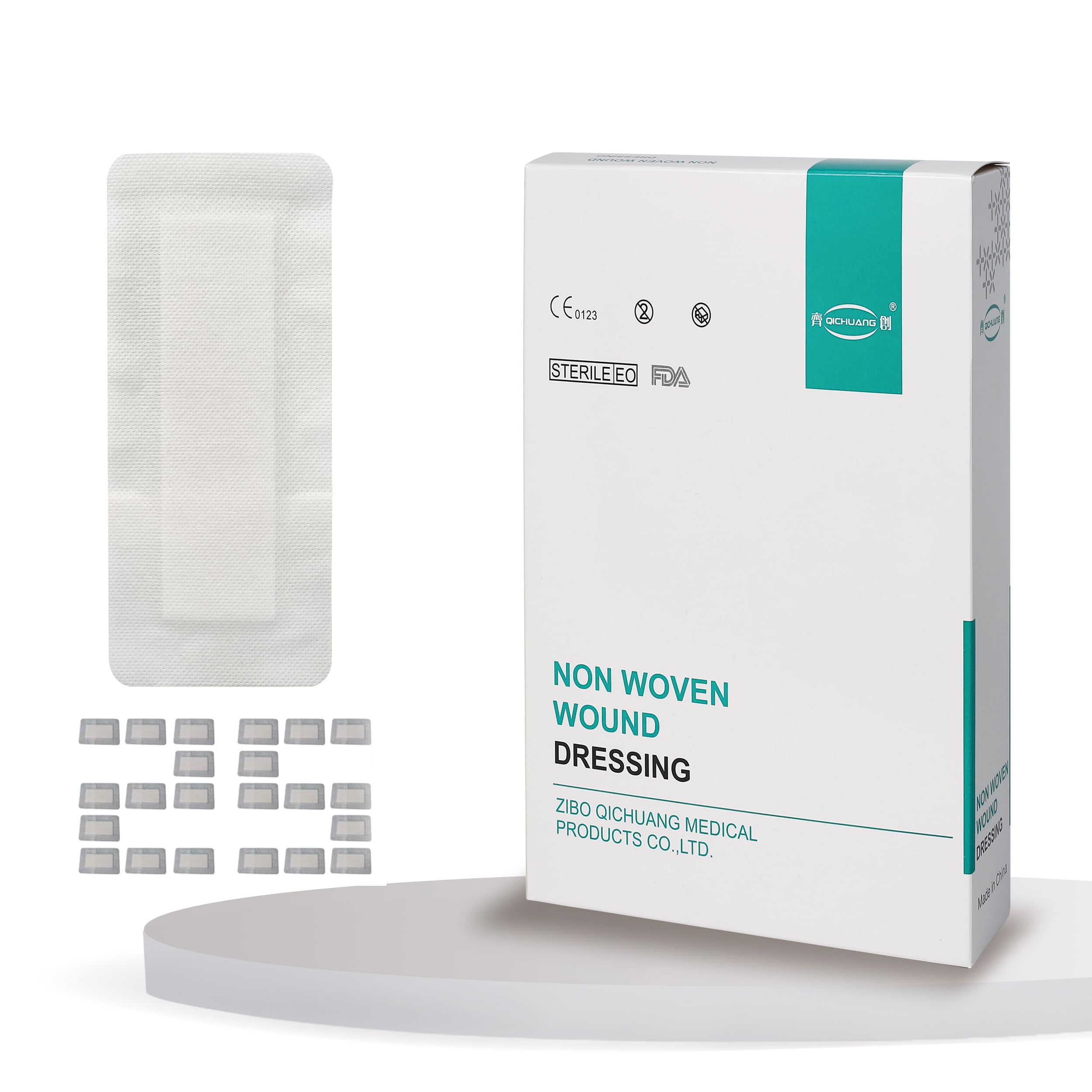 4X10 Inches Large Sterile Adhesive Island Wound Dressing Bandages - Non Woven Cover with Bordered Gauze Pads,25 Individually Pack, High Absorbent, Medical Grade by QICHUANG(4X10INCHES-C25)