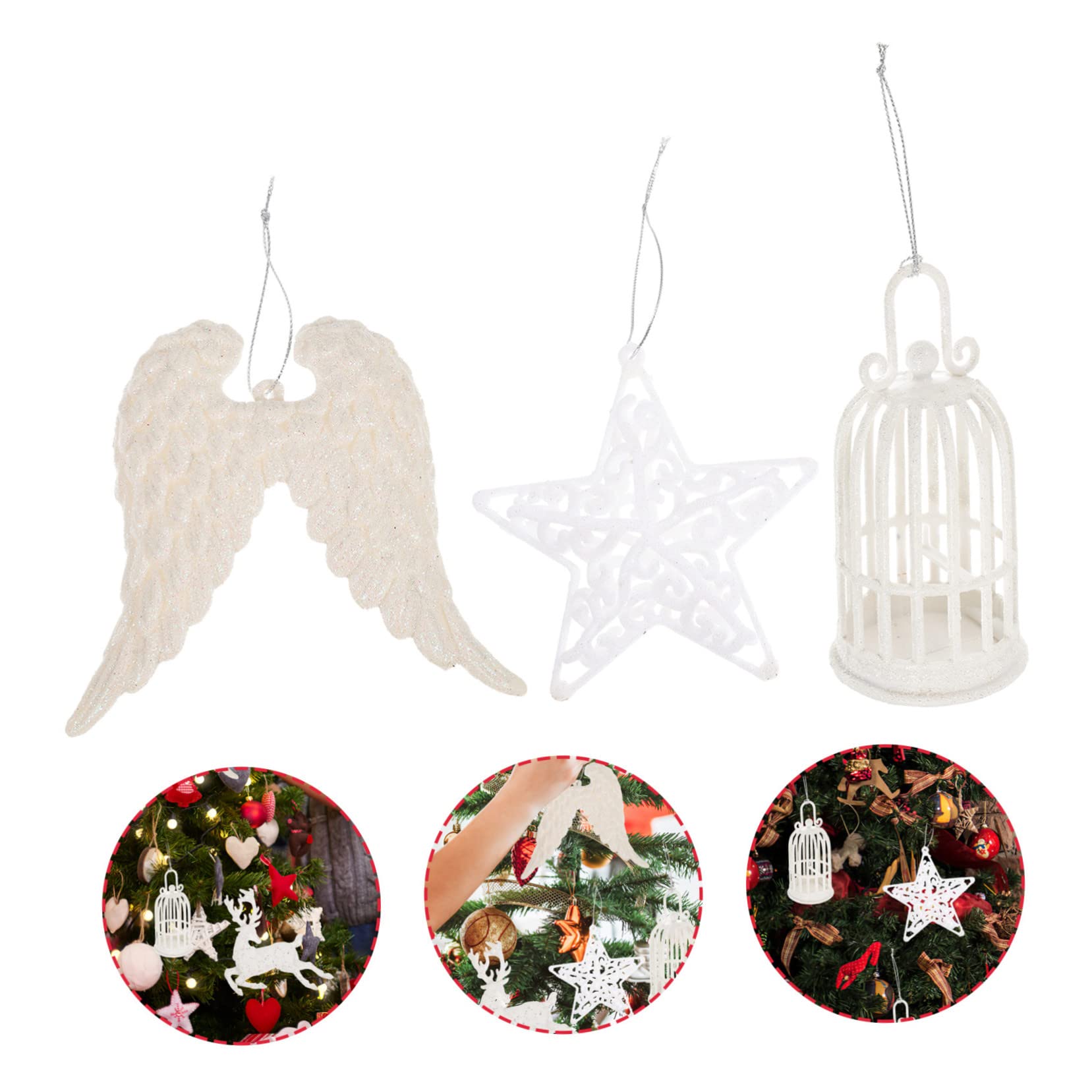 Amosfun Weihnachtsbaum Dekoration 5 Sätze Weihnachtsschmuck Weihnachtsdeko Weihnachtliche Hängende Hirschdekoration Christbaumschmuck Weihnachts-Hirsch- Weihnachtsbaumschmuck Weiß Schaum 4 Stück * 5