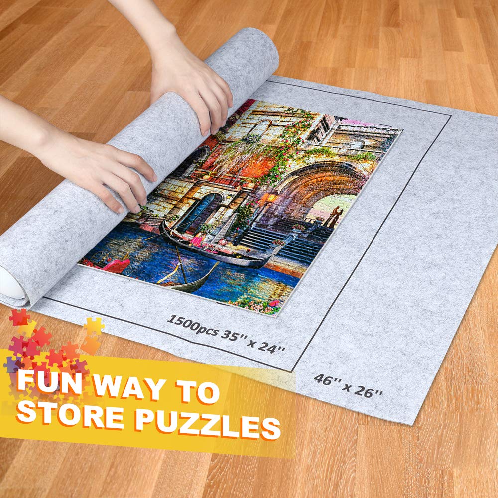 Mata do puzzli 500, 1000, 1500, 2000 elementów, przenośna podkładka do puzzli, podkładka do puzzli, mata do puzzli, szara