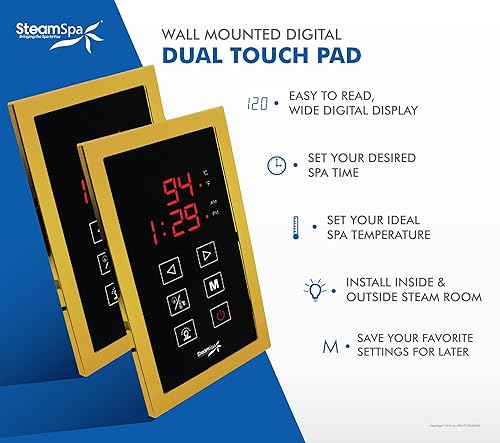 Miniatura 13 de SteamSpa Generador de sauna de vapor de 7.5kW, paquete ejecutivo, generador de vapor de 240 V con panel táctil, cabezales de vapor, válvula