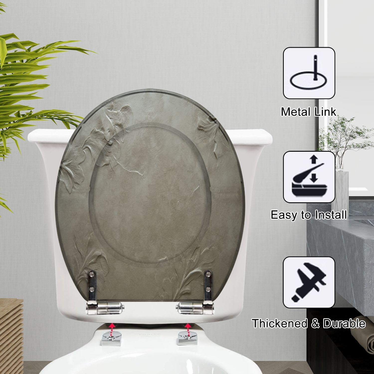 Runder WC-Sitz aus Kunstharz mit Absenkautomatik für Badezimmer