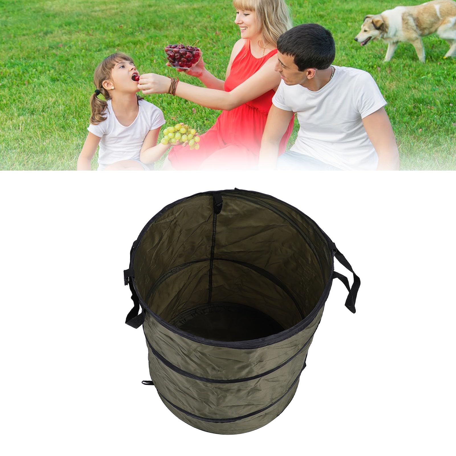 Contenitore Spazzatura Pieghevole Portatile a Prova di Acqua Oxford Cestino da Campeggio per Picnic All'aperto (verde scuro)